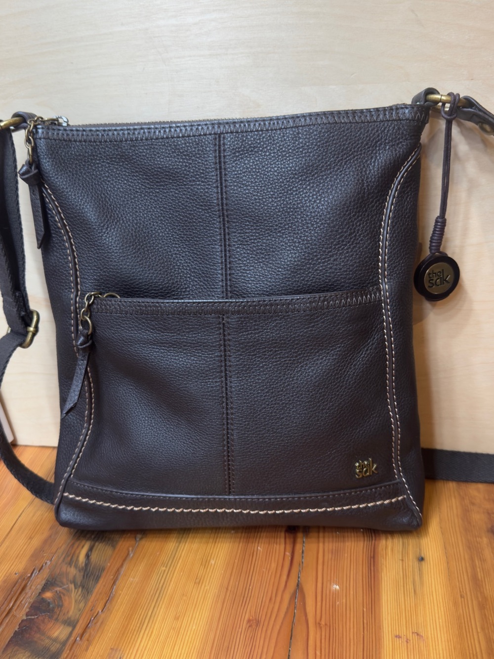 The Sak Dark Brown Pebbled Leather Crossbody Bag